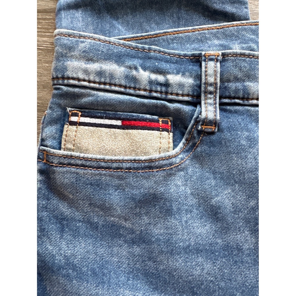 Tommy Jeans Womens Ultra High Rise Legging Skinny Blue Glitter Logo Jeans Siz 10 - Picture 2 of 7